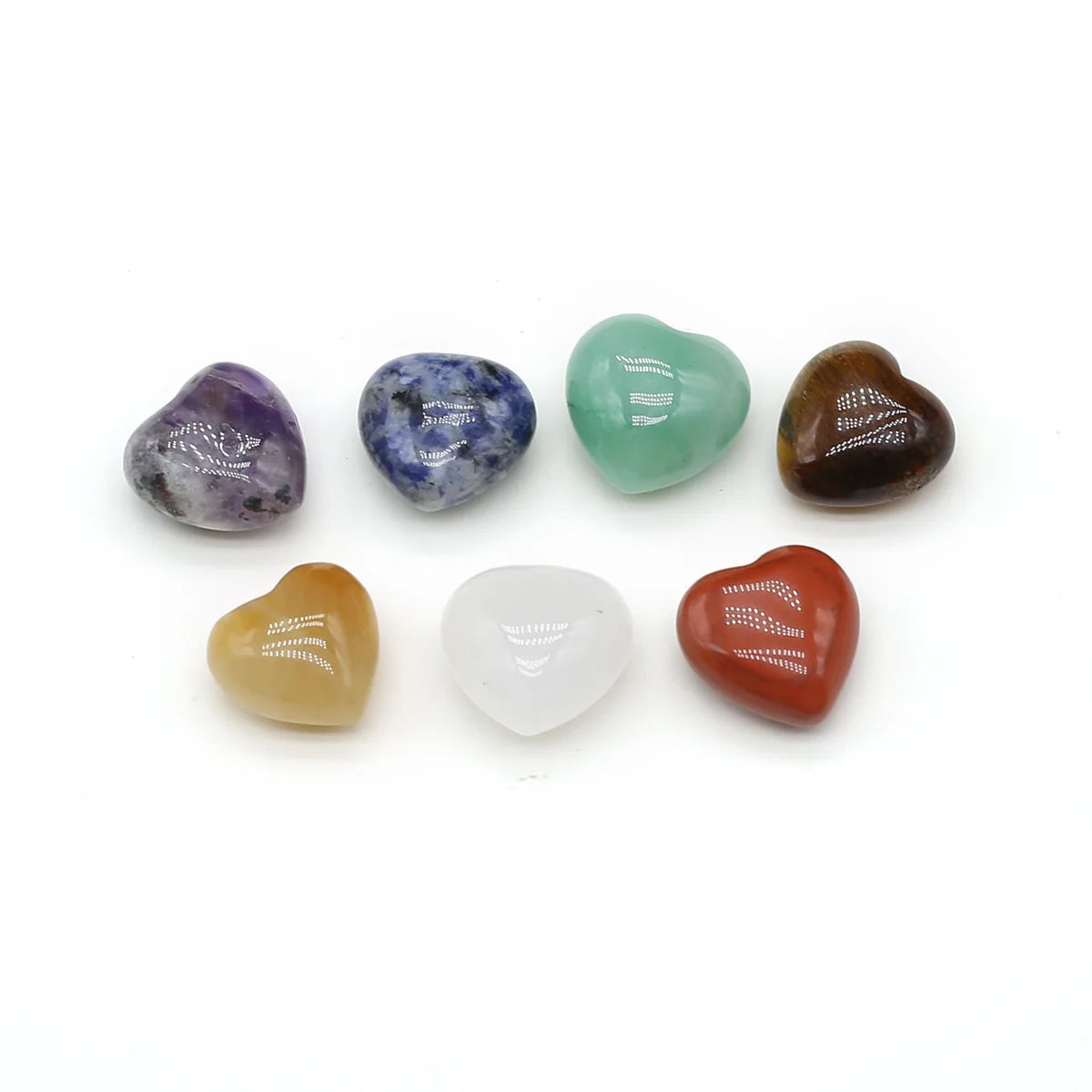 Natural Stones Love Heart Shape Reiki Healing 7 Chakra